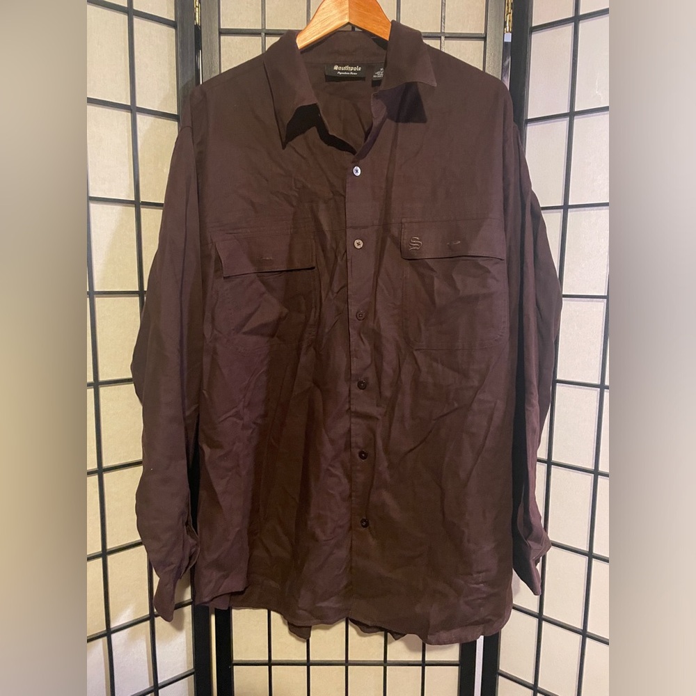 Southpole Signature Collection Button Down Dark Brown Dress Shirt Men’s XL
